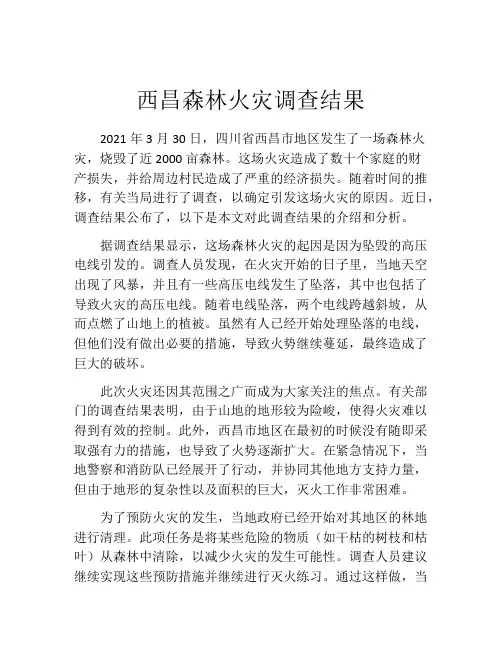 西昌森林火灾调查结果
