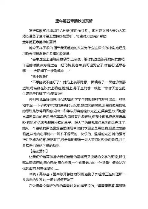 童年第五章摘抄加赏析