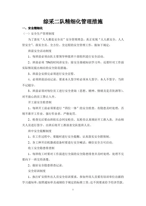 综采二队精细化管理措施