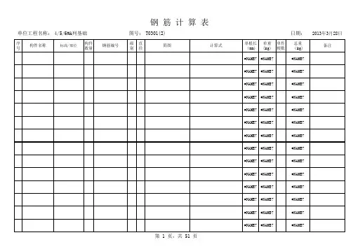 工程量计算表格(钢筋,混凝土,模板)