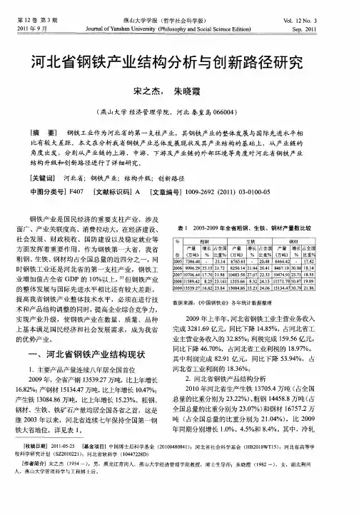 河北省钢铁产业结构分析与创新路径研究