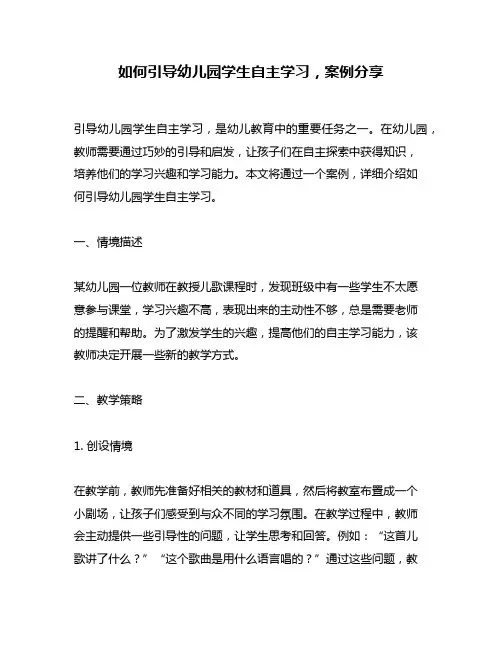 如何引导幼儿园学生自主学习,案例分享