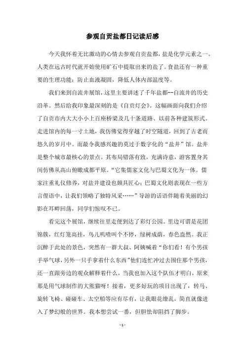 参观自贡盐都日记读后感