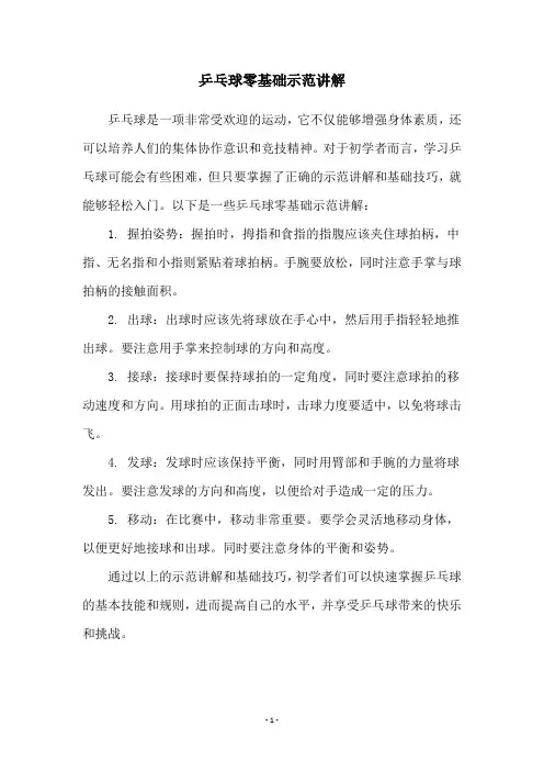 乒乓球零基础示范讲解