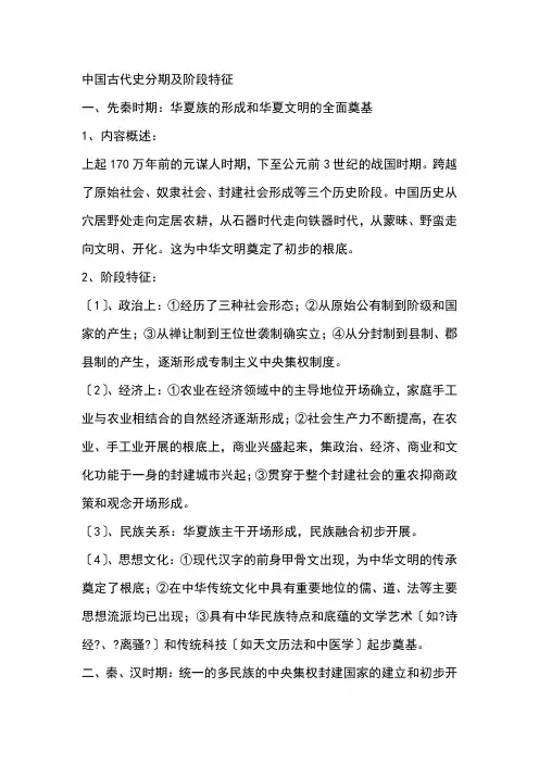 中国古代史分期及阶段特征