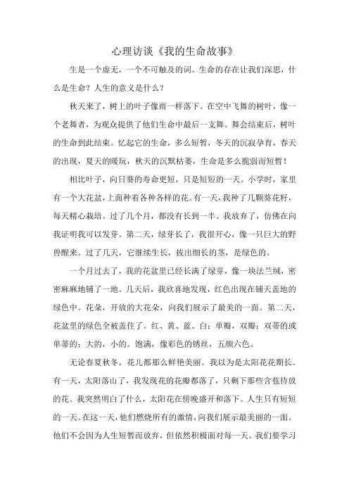 心理访谈《我的生命故事》
