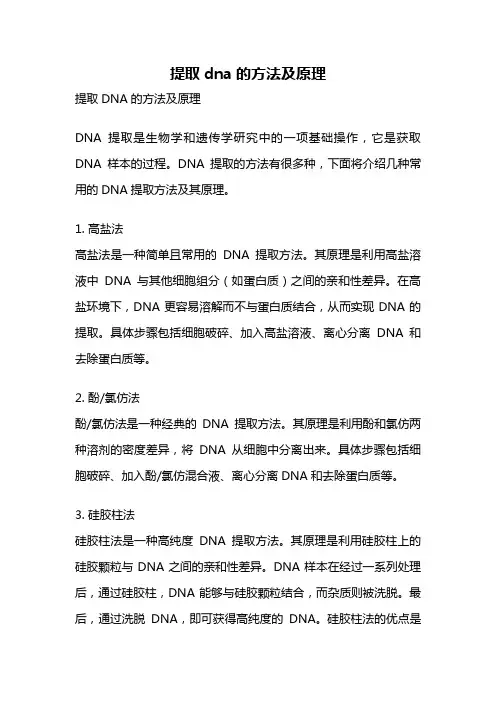 提取dna的方法及原理