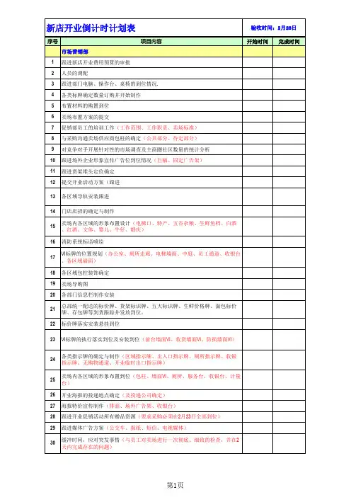 超市开业倒计时计划表