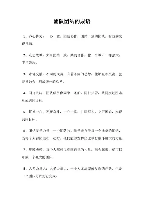 团队团结的成语