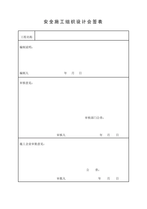 安全施工组织设计会签表