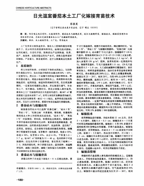日光温室番茄本土工厂化嫁接育苗技术