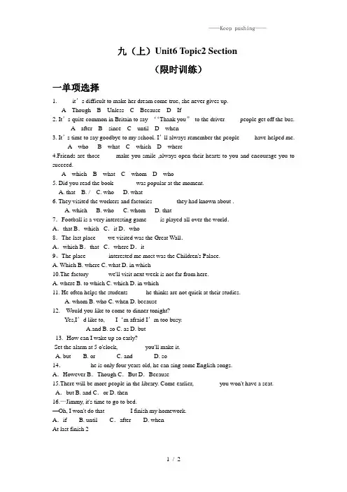 仁爱版九年级英语下册U6T3SC练习题