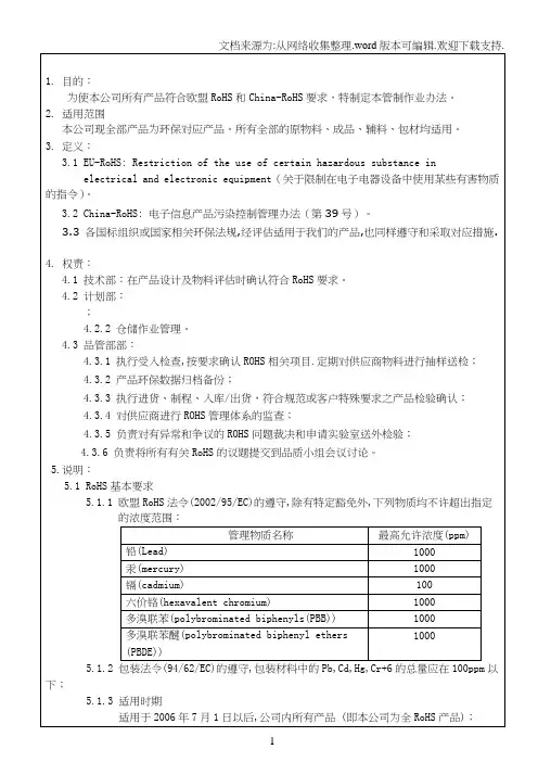 ROHS控制管理办法