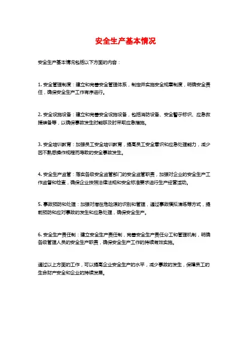 安全生产基本情况
