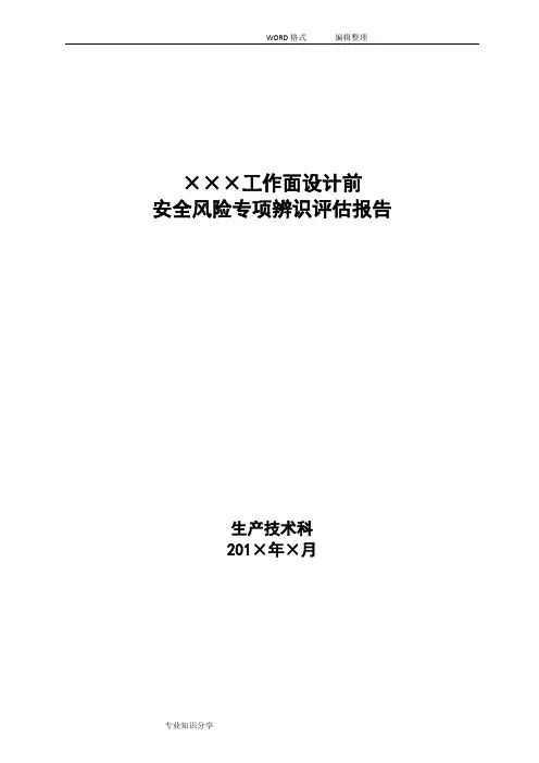 工作面设计前安全风险专项辨识评估报告书模板