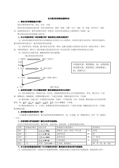 北大现代汉语语法笔记
