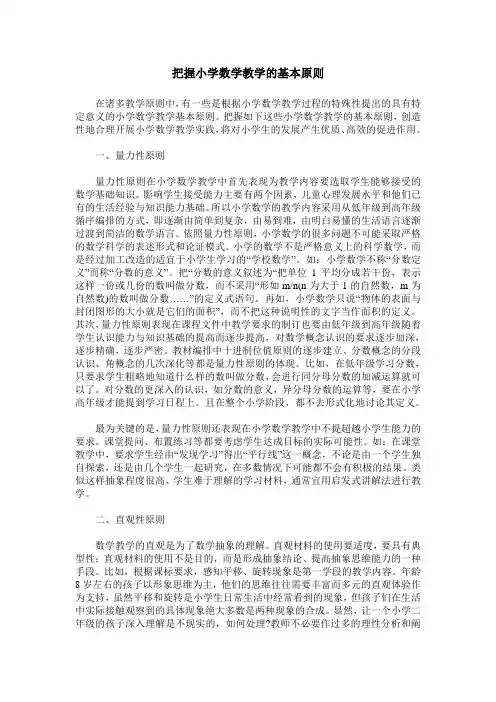 把握小学数学教学的基本原则