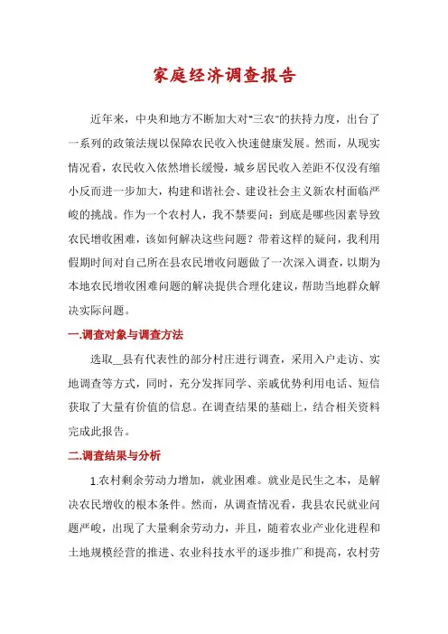 家庭经济调查报告