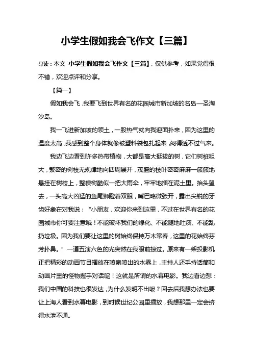 小学生假如我会飞作文【三篇】
