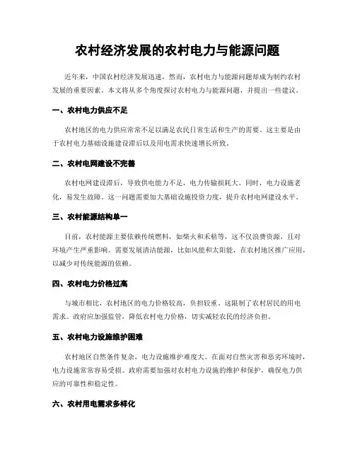 农村经济发展的农村电力与能源问题