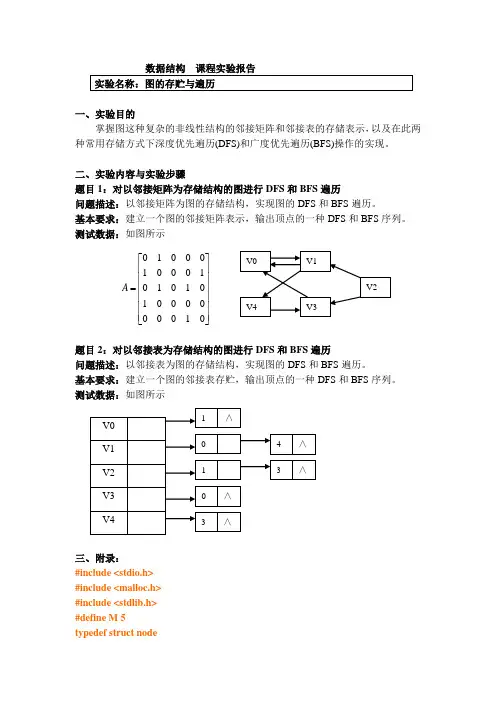 数据结构图的存贮与遍历