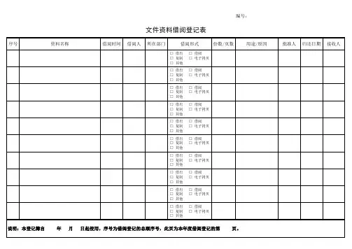 规章制度-文件资料管理-文件资料借阅登记表(模板)