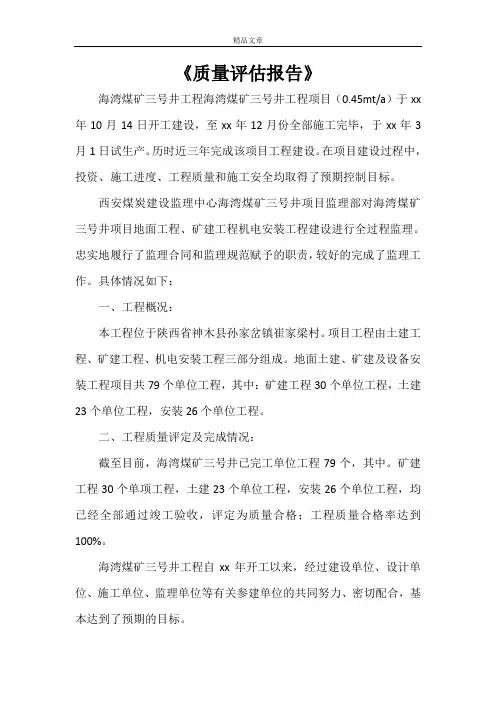 《质量评估报告》