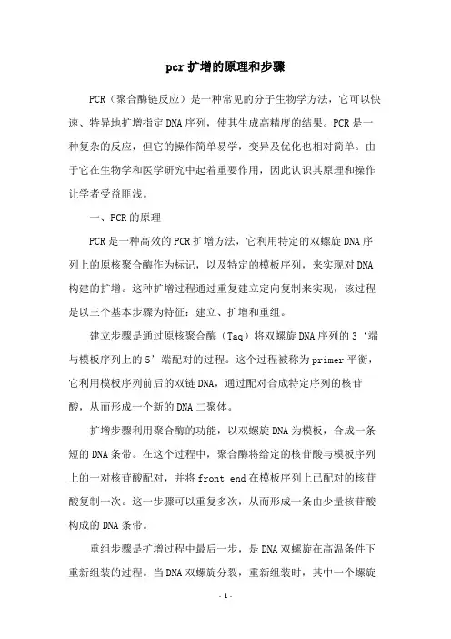 pcr扩增的原理和步骤