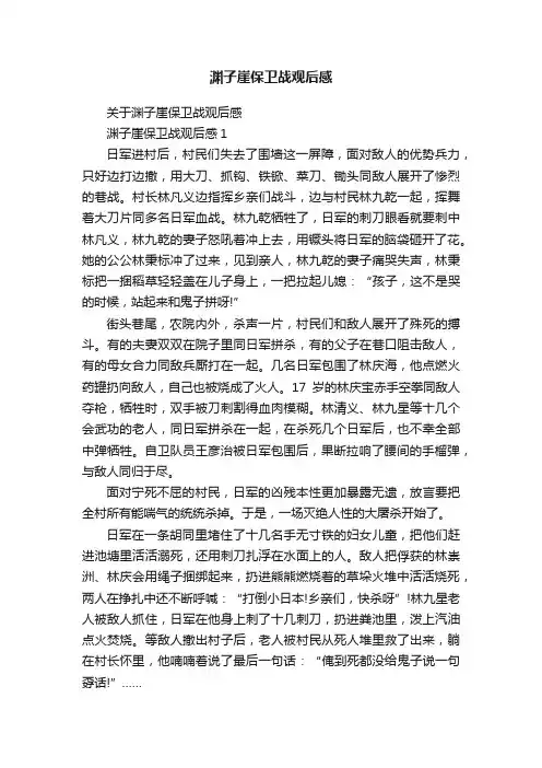 渊子崖保卫战观后感