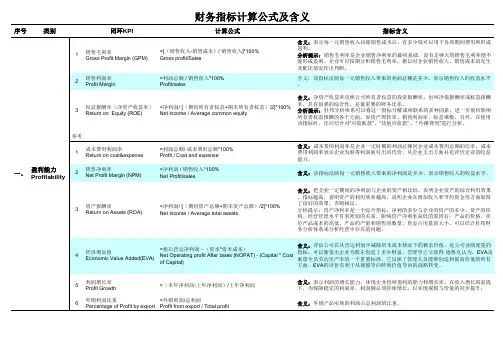 财务指标计算公式 