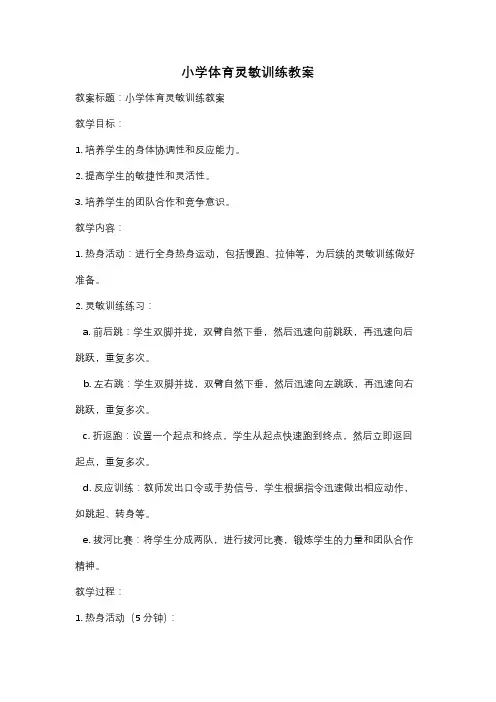 小学体育灵敏训练教案