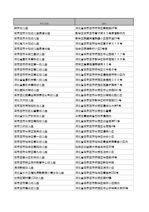 石家庄幼儿园名录