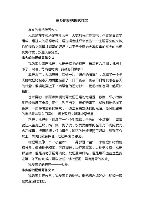家乡的枇杷优秀作文