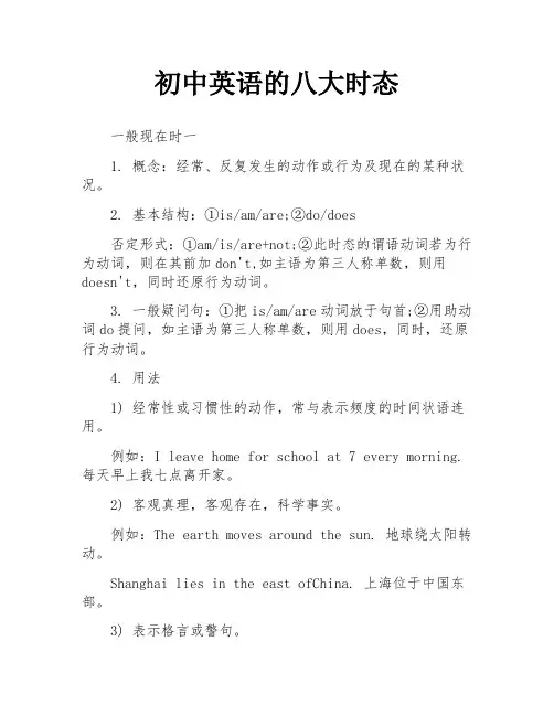 初中英语的八大时态