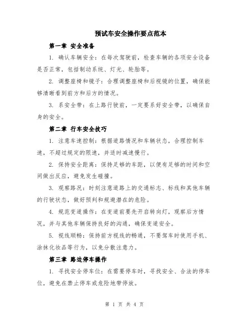 预试车安全操作要点范本