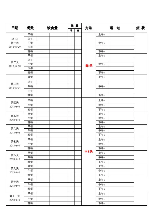 21天减肥法-带计划表格