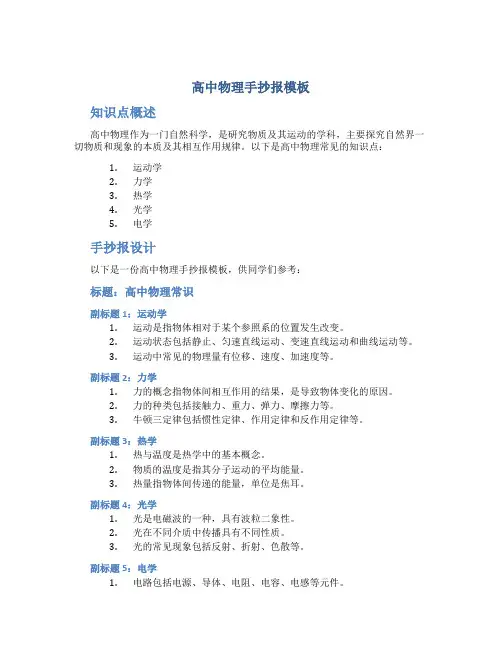 高中物理手抄报模板