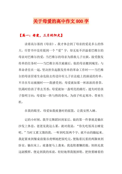 关于母爱的高中作文800字