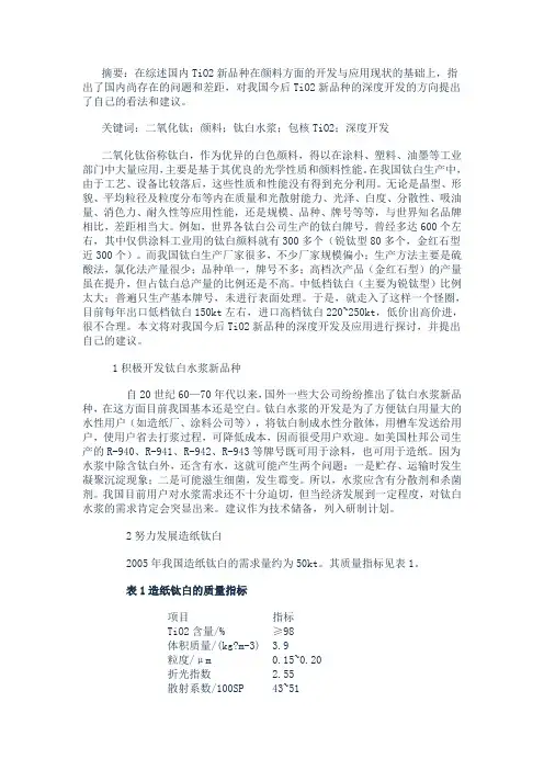 国际钛白粉新品种