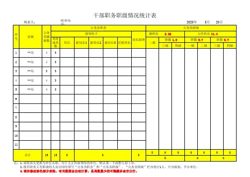 科级干部职务职级情况统计表