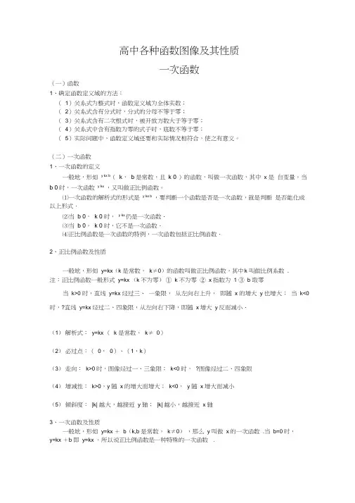(完整版)高中各种函数图像及其性质(精编版)