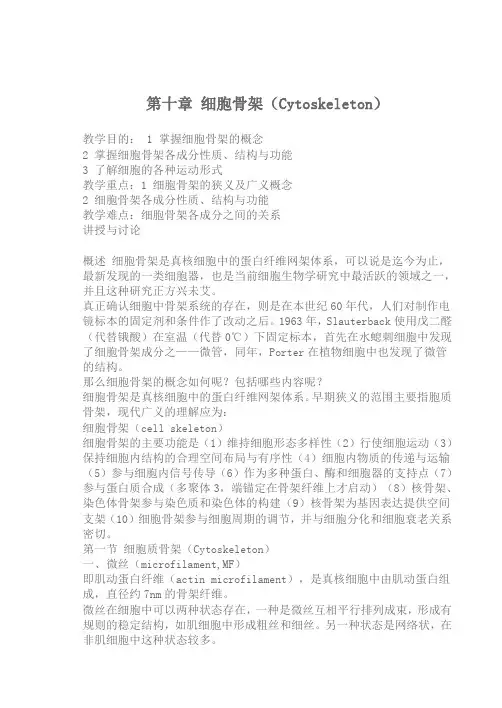 第10章细胞骨架(Cytoskeleton)
