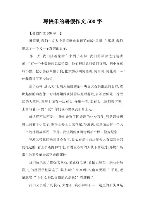 写快乐的暑假作文500字