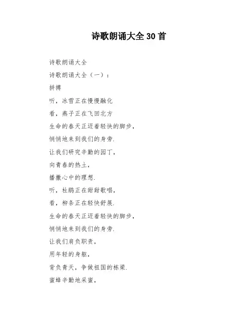 诗歌朗诵大全30首