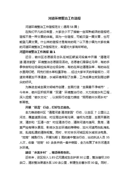 河道环境整治工作简报范文（通用58篇）