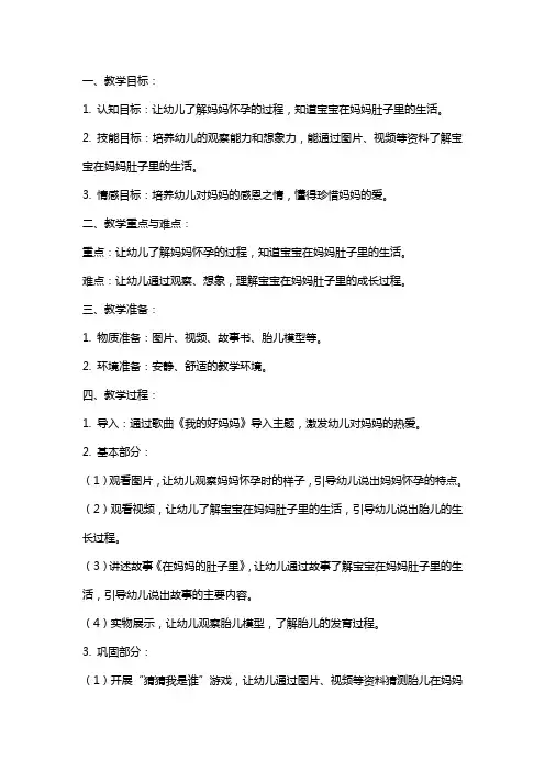 中班社会课教案及教学反思《在妈妈的肚子里》