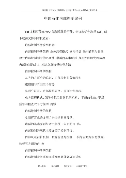 中国石化内部控制案例