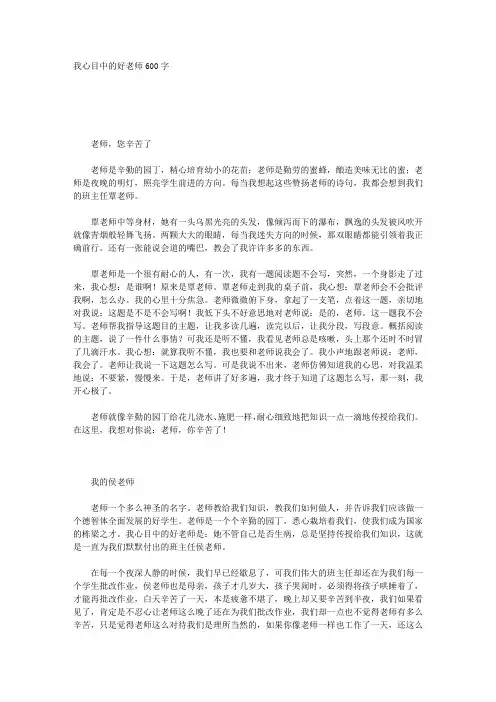 我心目中的好老师作文大全