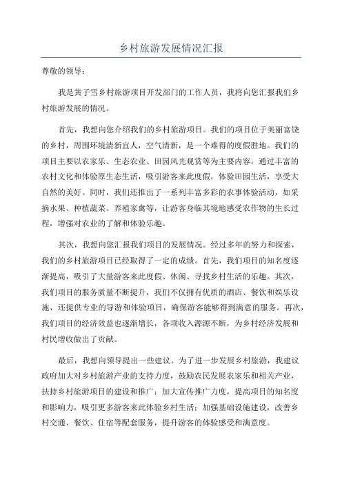 乡村旅游发展情况汇报