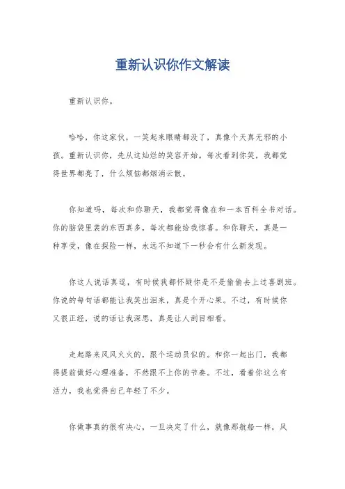 重新认识你作文解读